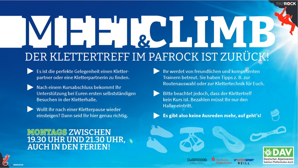 Klettertreff jeden Montag ab 19:30 Uhr